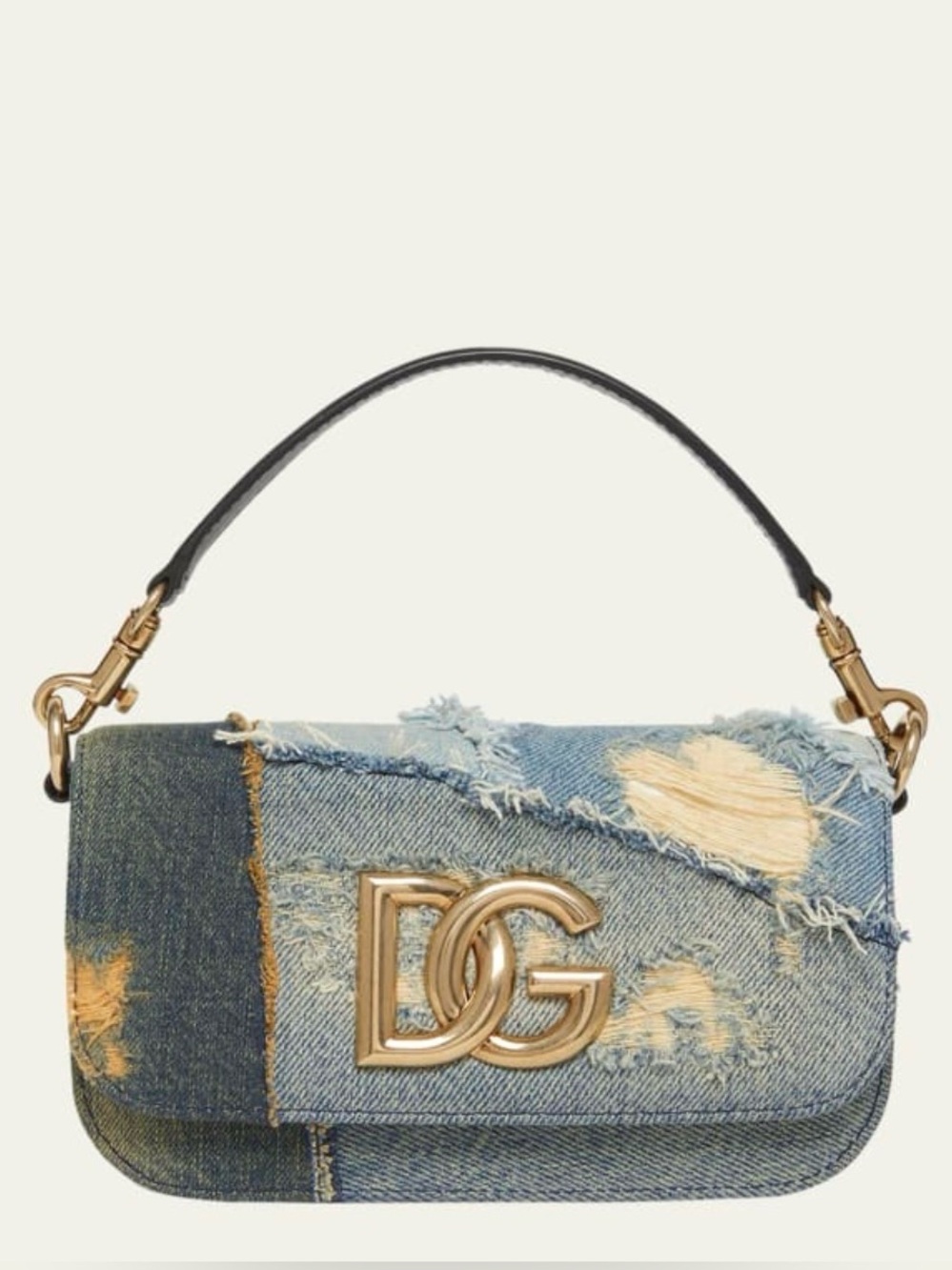 Dolce & Gabbana logo plaque patchwork denim cross body bag NEW